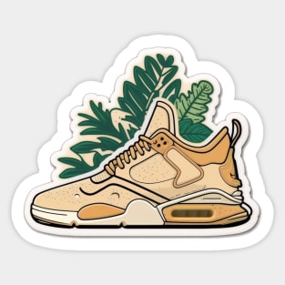 Step into Sustainability with Our Cartoon-Style Beige Sneaker Sticker